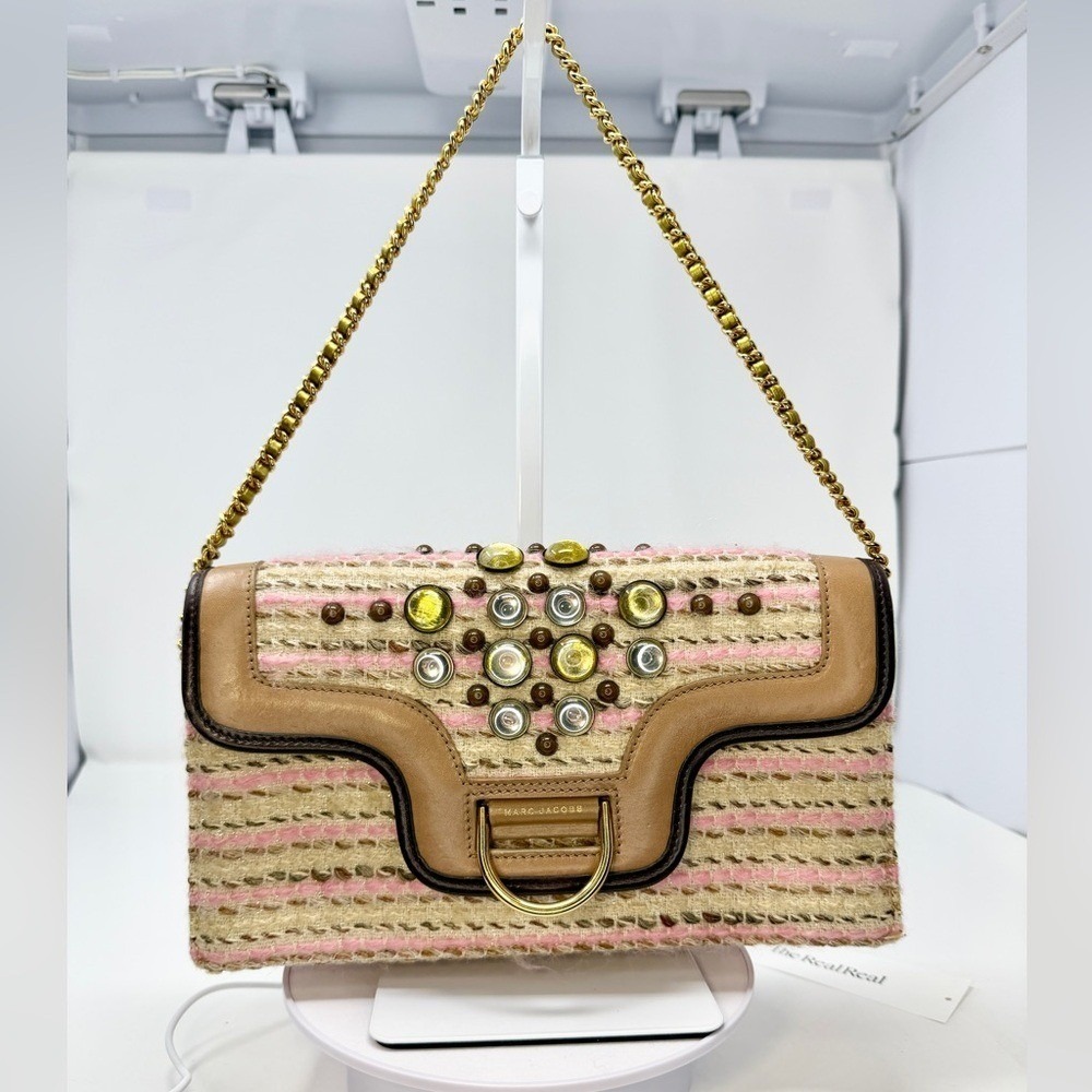Marc Jacobs Vintage 2011 Runway Jeannie Jewel Applique Tweed Clutch Bag - Picture 9 of 14